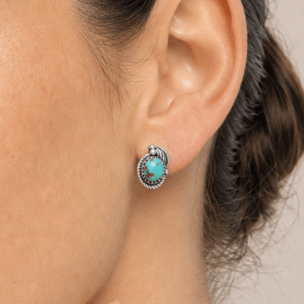 Southwest Style Reconstituted Turquoise Stud Earrings