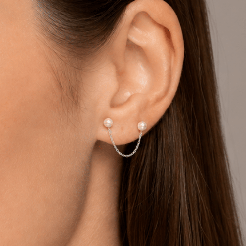 Pearl Double Post Earrings