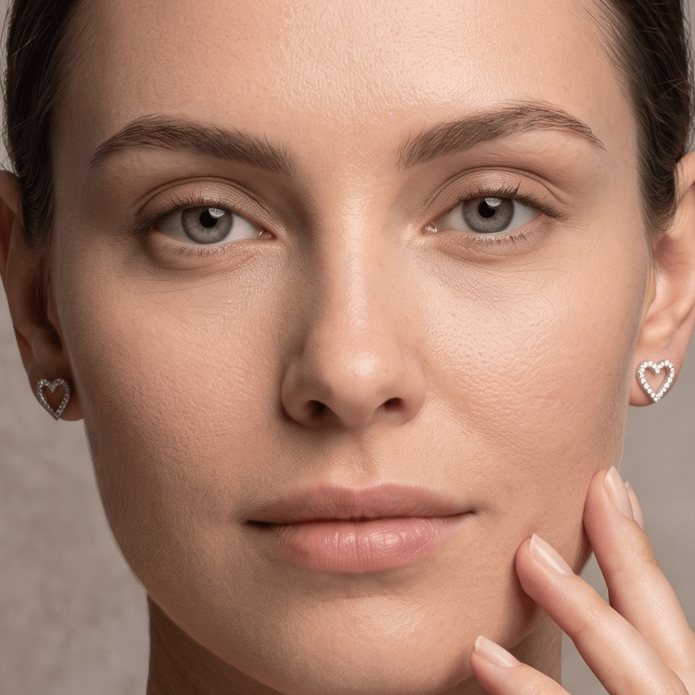 CZ Heart Outline Earrings