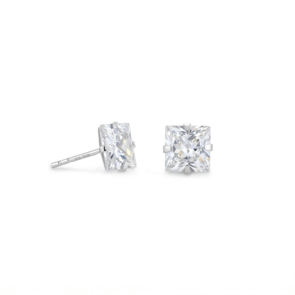 CZ Square Stud Earrings