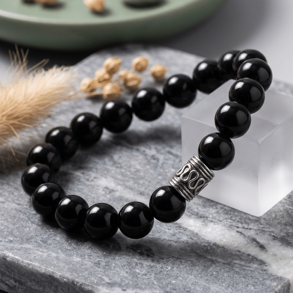 Black Onyx Bead Fashion Stretch Bracelet