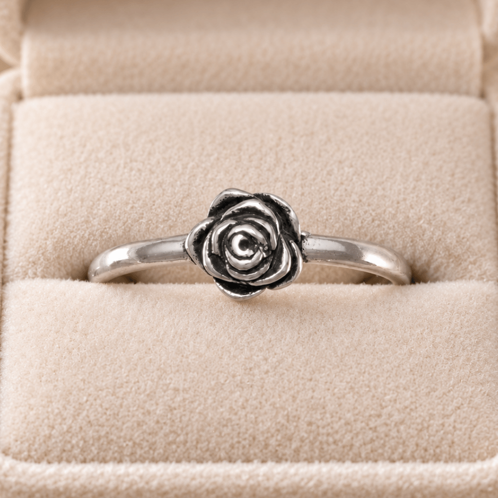 Small Oxidized Rose Ring