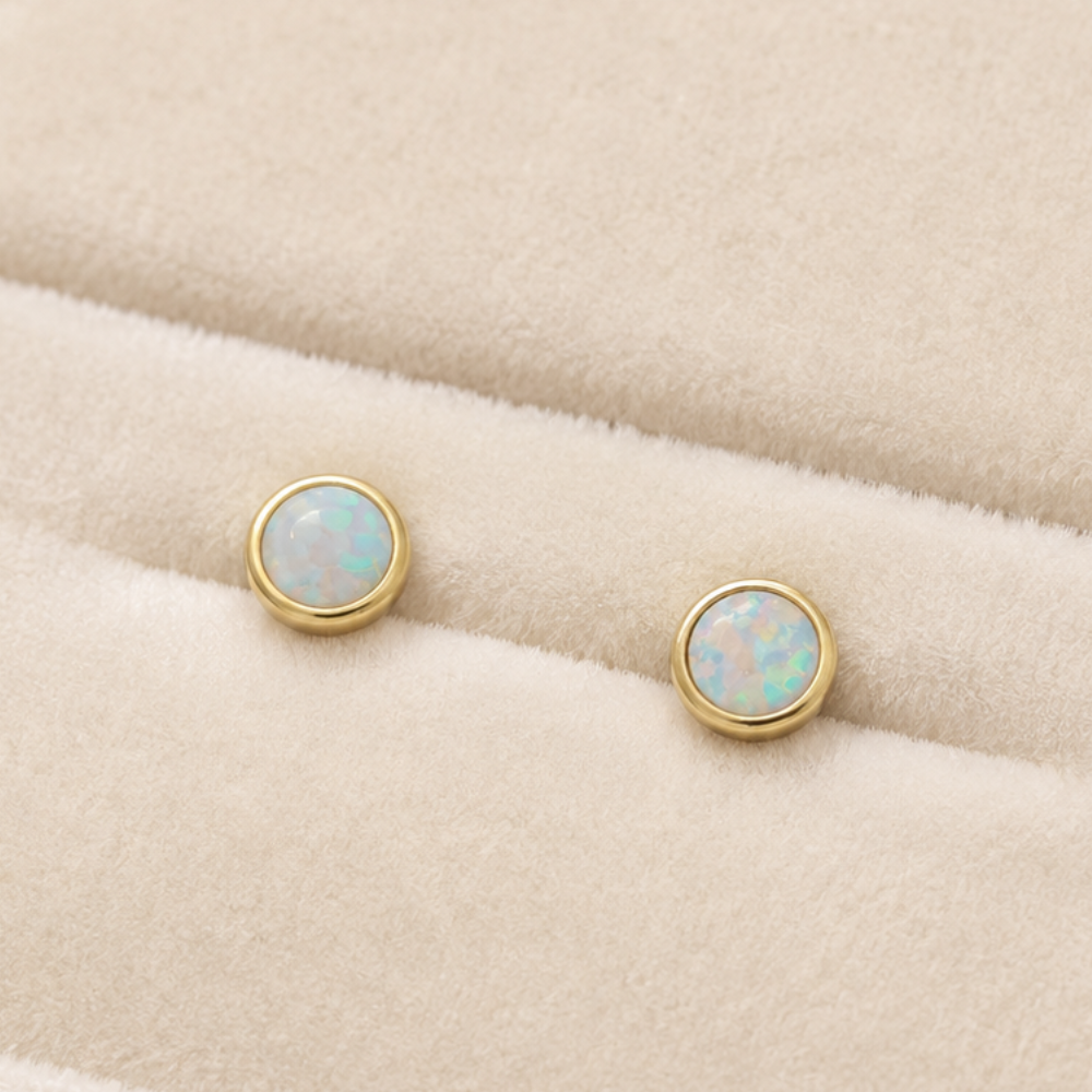 Synthetic Opal Bezel Studs
