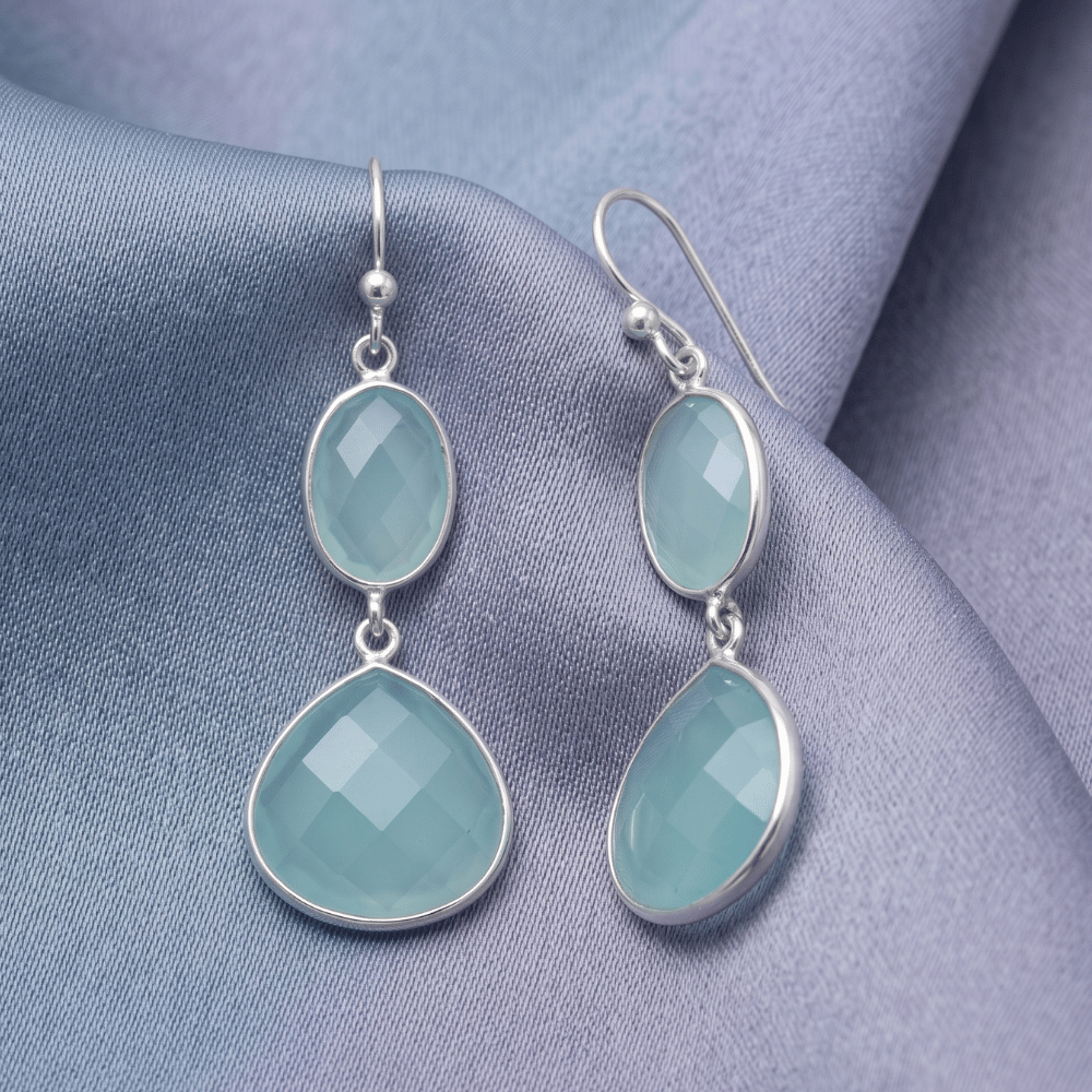 Sea Green Chalcedony Drop Earrings