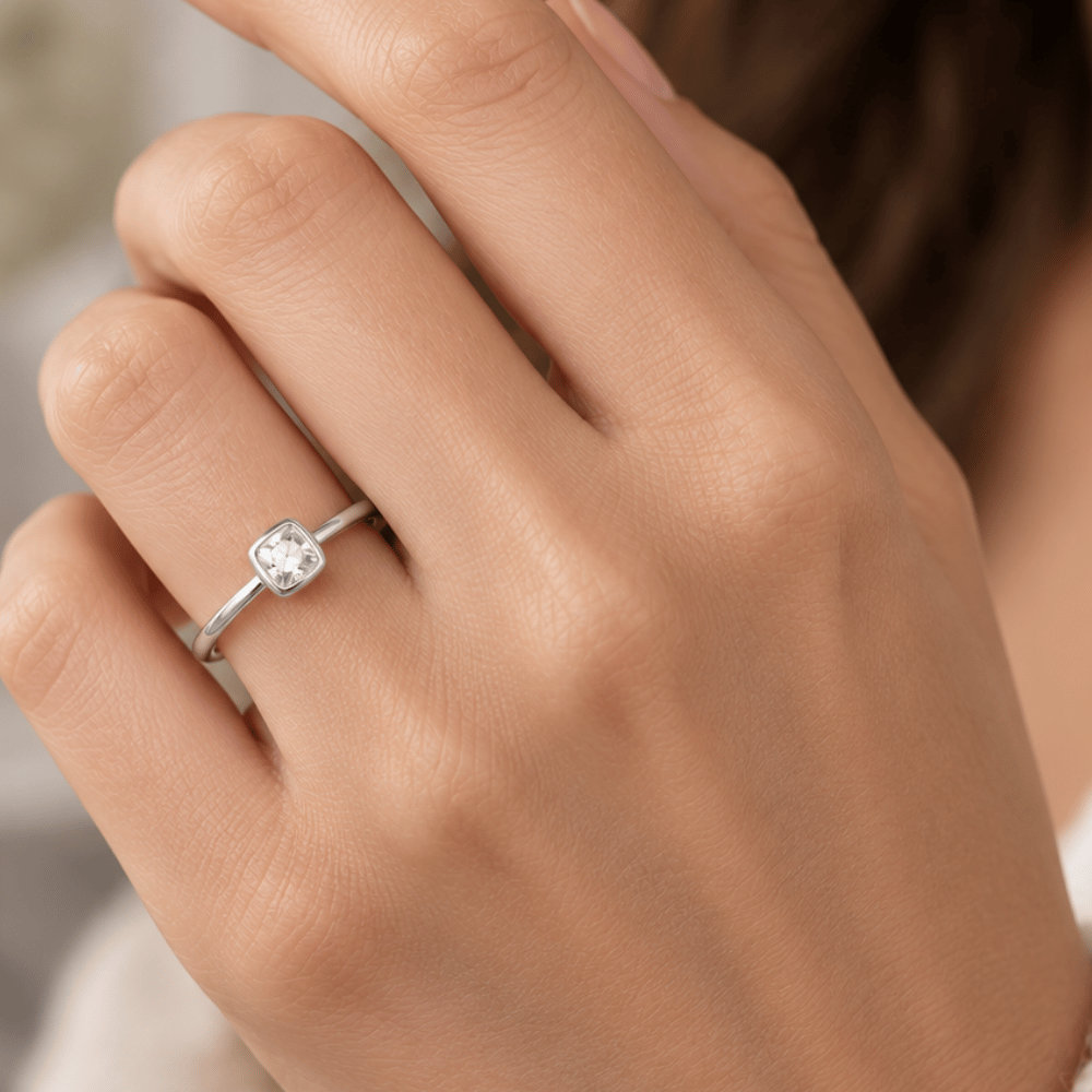 Solitaire Square Clear CZ Ring