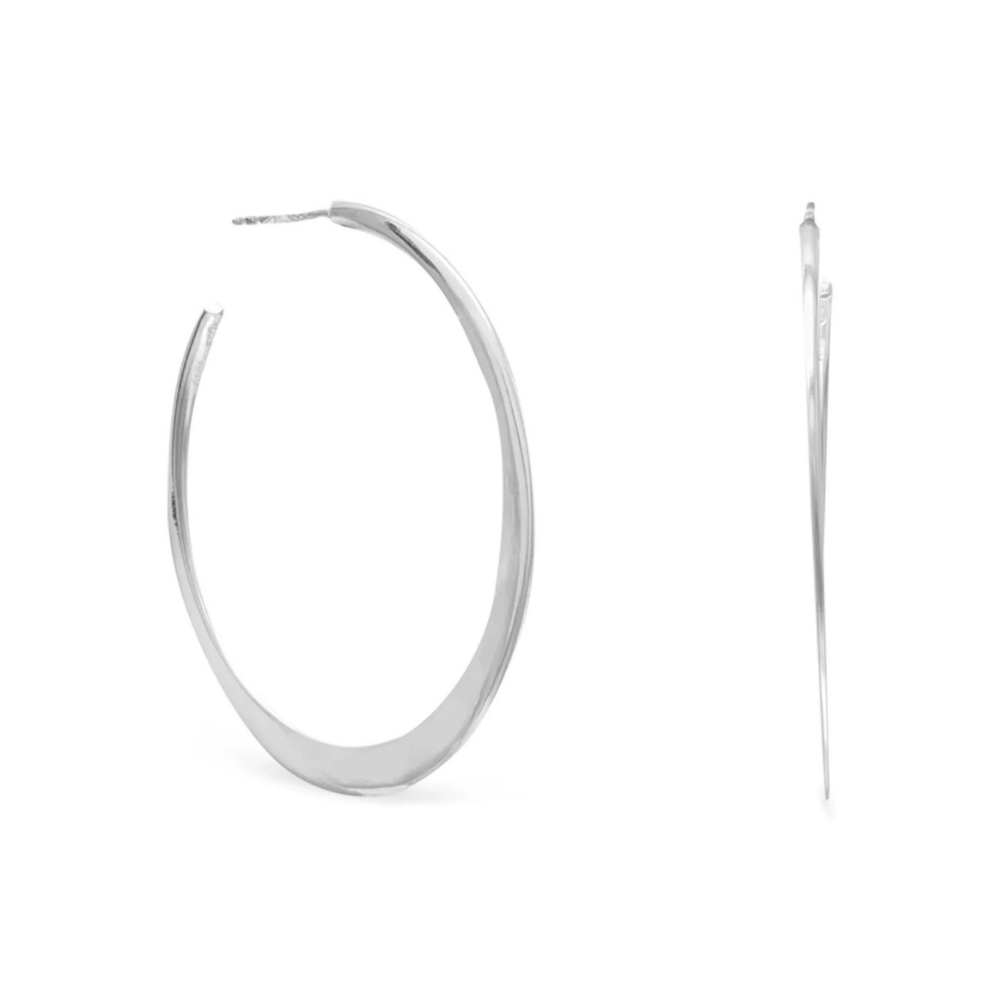 Flat Tapered 3/4 Hoop Earrings