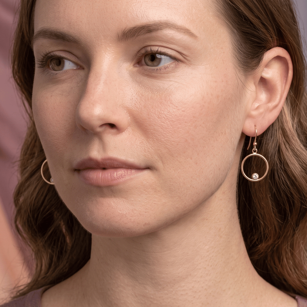 14/20 Gold Filled 15mm Circle with CZ Earrings