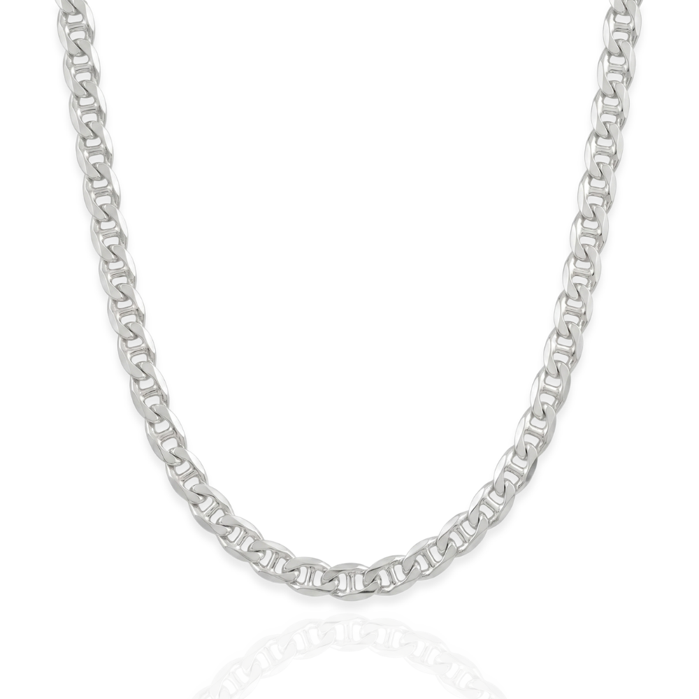 925 Sterling Silver Flat Marina Chain Necklace - 4mm