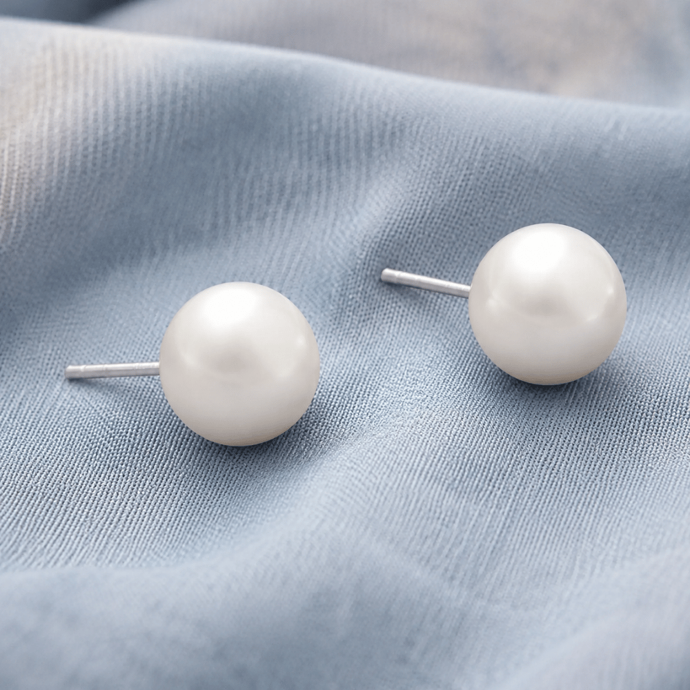White Cultured Freshwater Pearl Stud Earrings