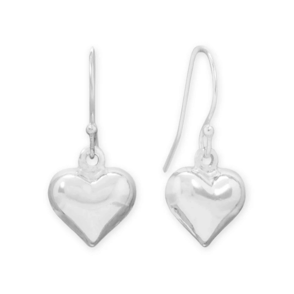 Polished Puffy Heart French Wire Earrings