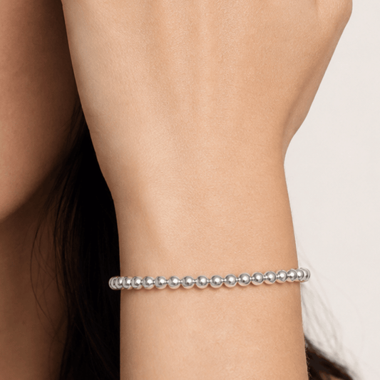 7" 4mm Sterling Silver Bead Stretch Bracelet