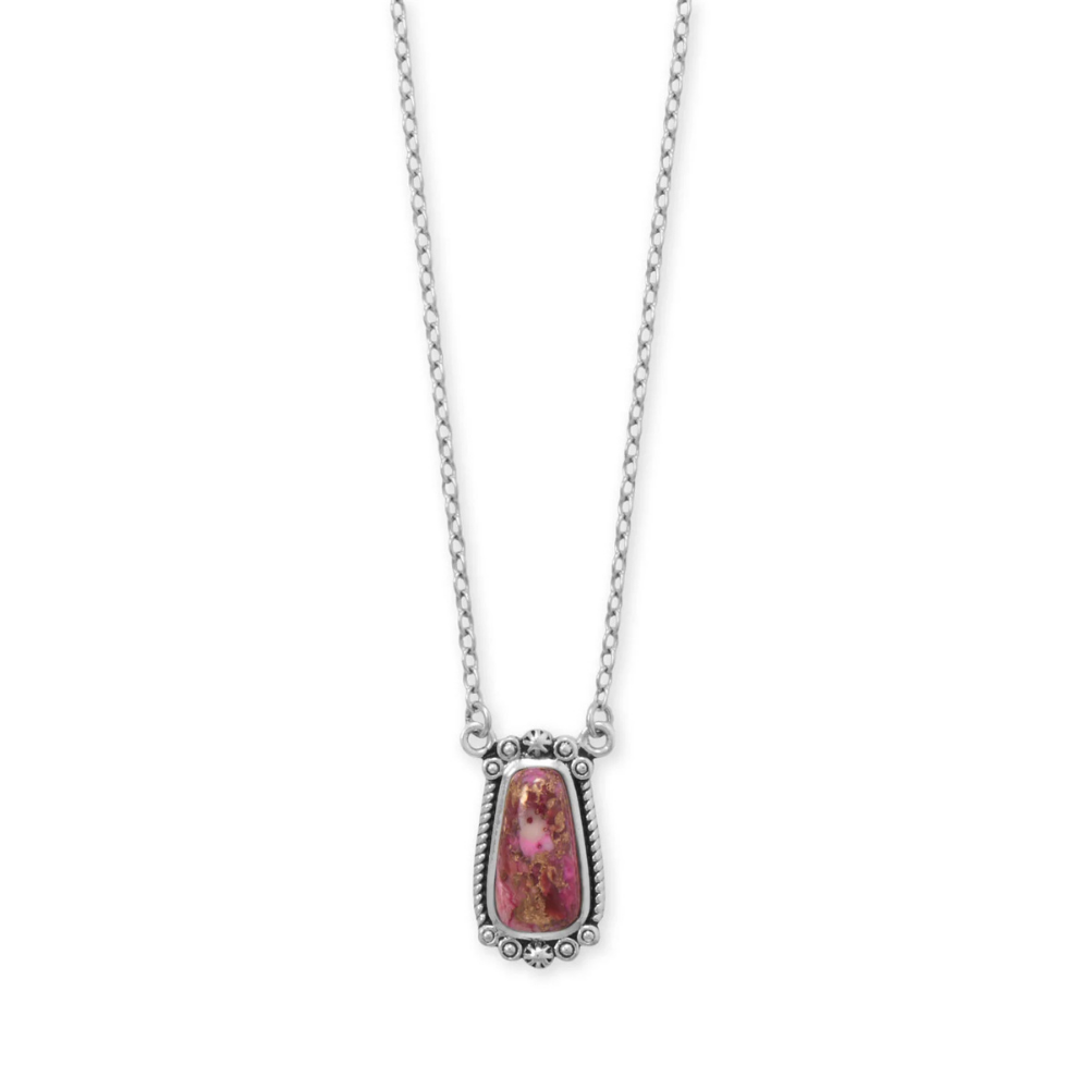 18" + 2" Oxidized Pink Spiny Oyster Necklace
