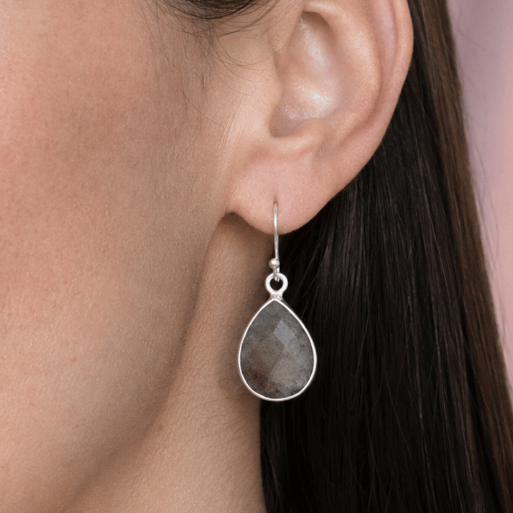 Faceted Labradorite French Wire Earrings
