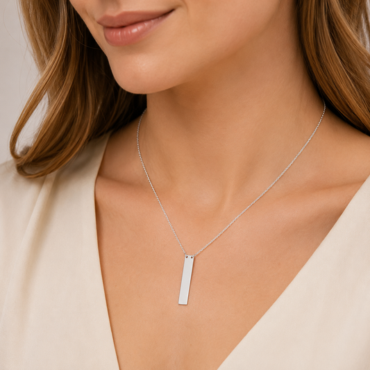 16" + 2" Sterling Silver Vertical Bar Drop Necklace