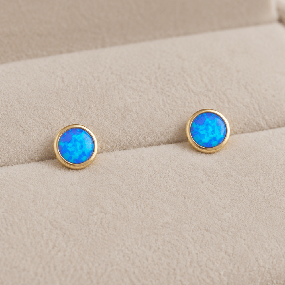 Synthetic Opal Bezel Studs