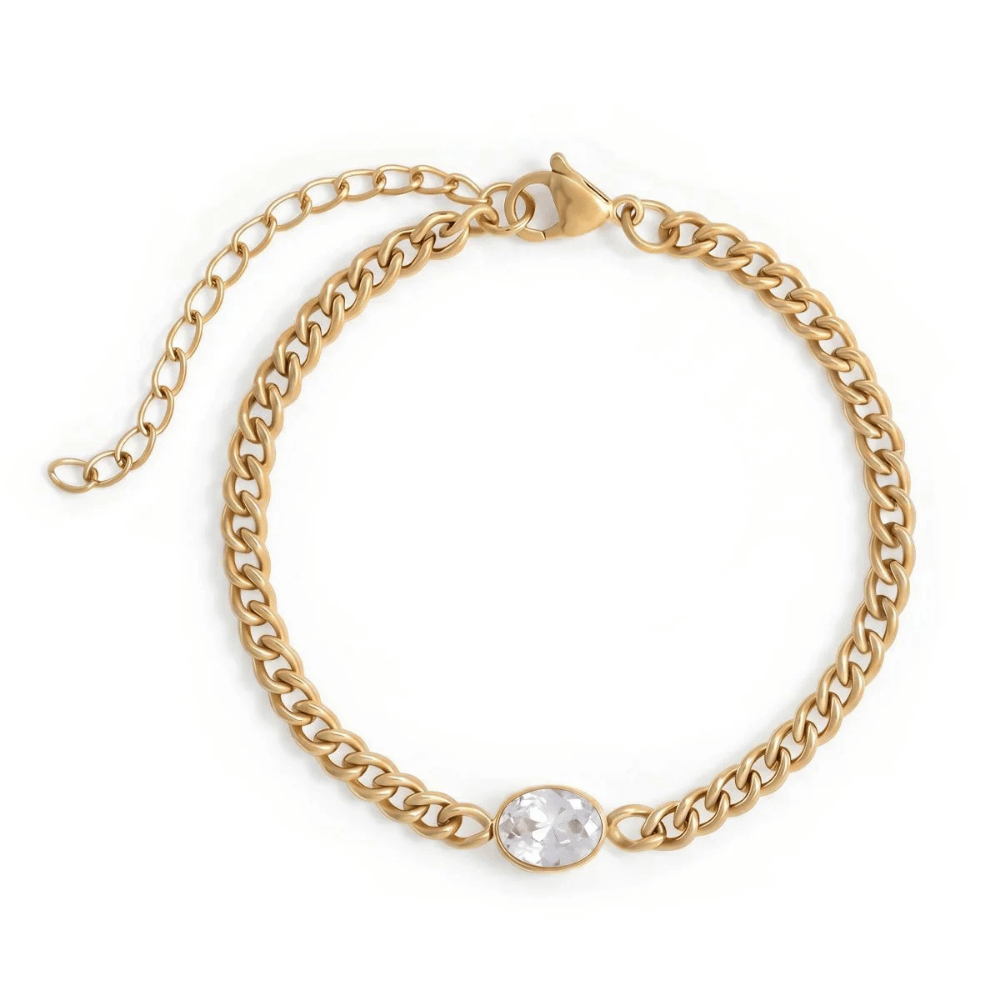 6.5" + 2" Stainless Steel CZ Curb Chain Bracelet