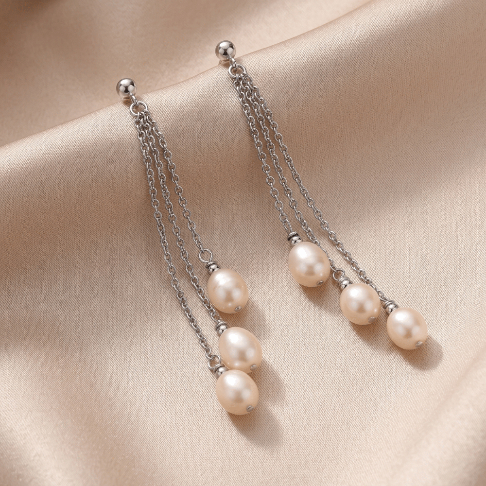 Cultured Freshwater Pearls Chain Drop Earrings