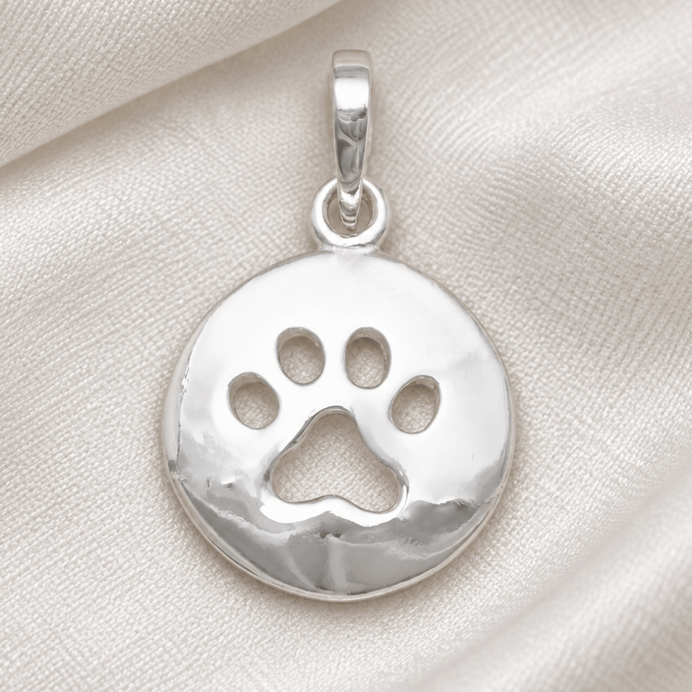 Round Cutout Paw Print Pendant