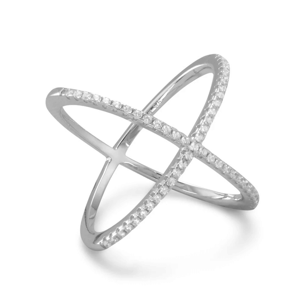 Criss Cross 'X' Ring with Signity CZs