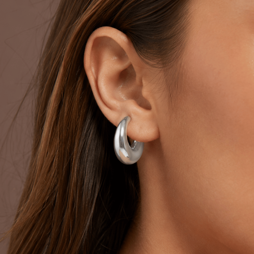 Puffy 3/4 Fashion Hoop Earrings