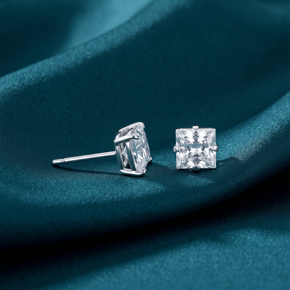 CZ Square Stud Earrings