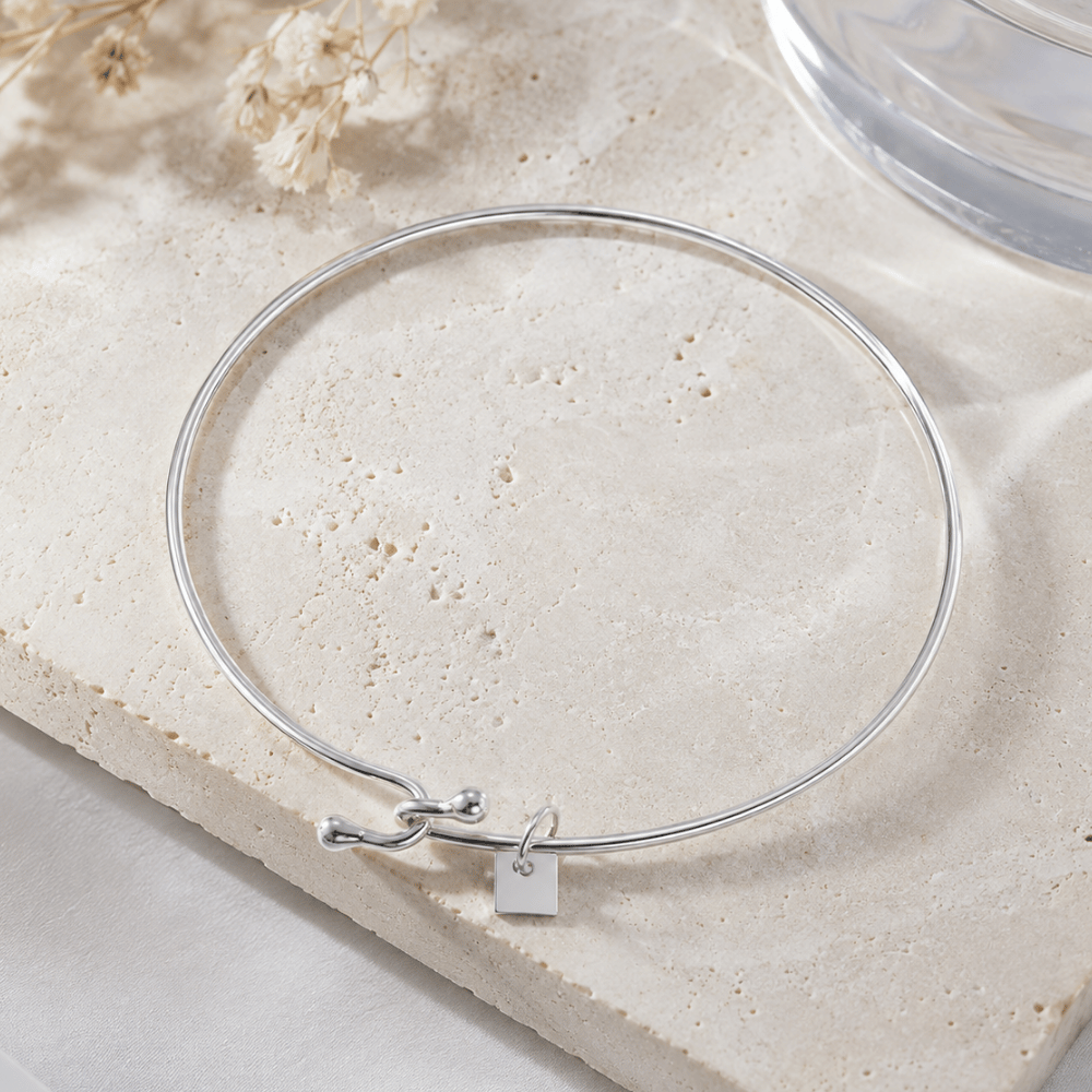 Wire Bangle with Bead Ends