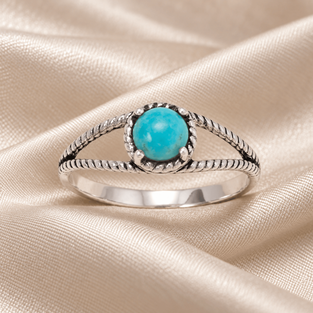 Oxidized Turquoise Rope Edge Ring