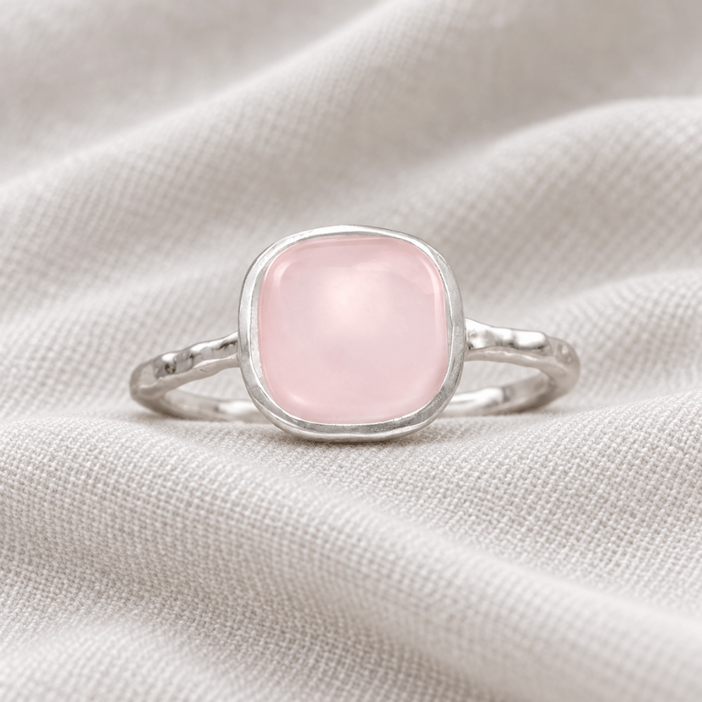 Textured 7.5mm Square Stone Ring