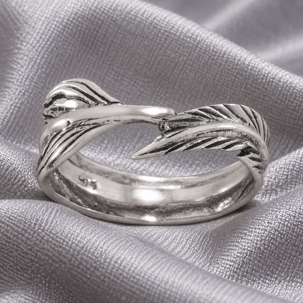 Oxidized Feather Wrap Ring