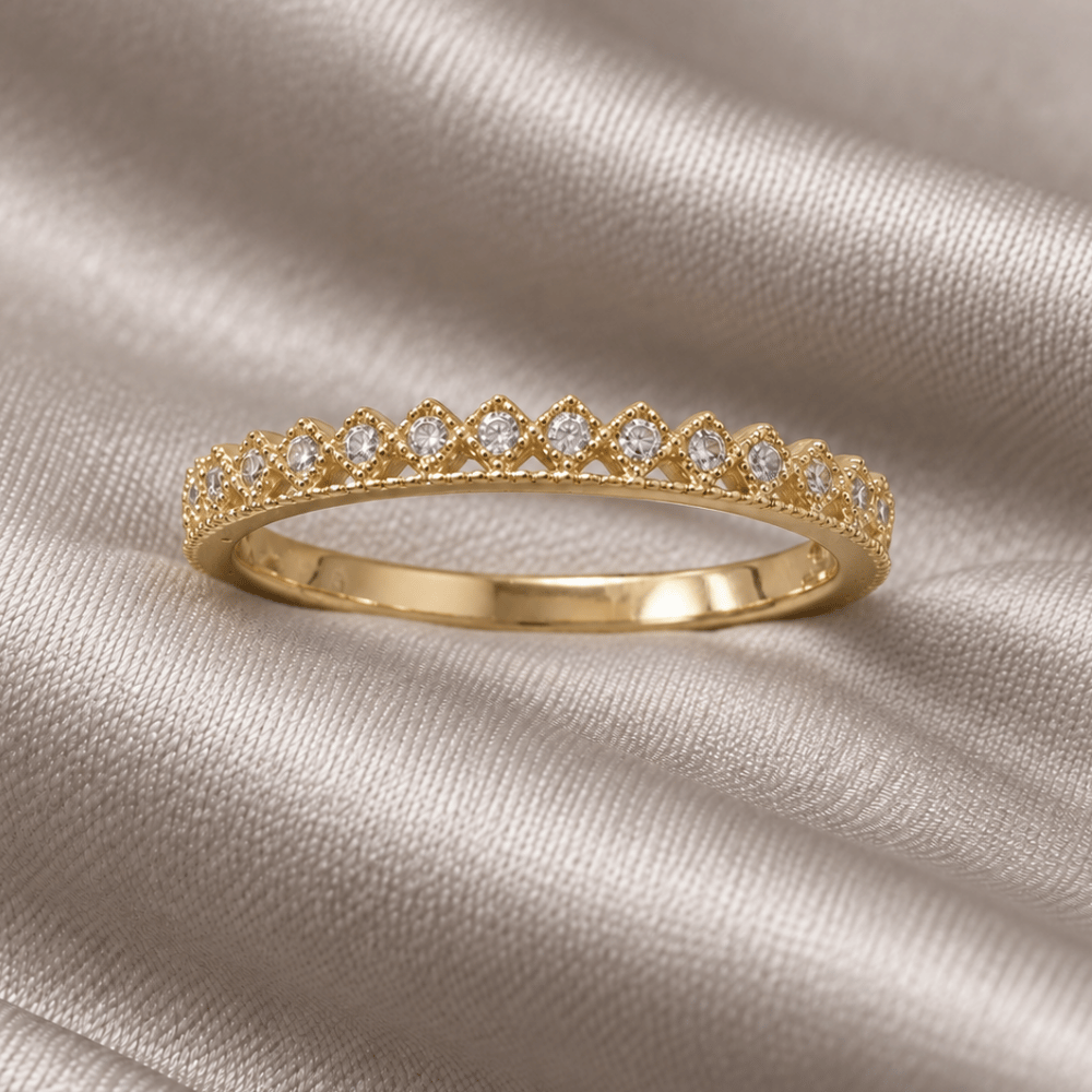 Cubic Zirconia Thin Crown Design Ring