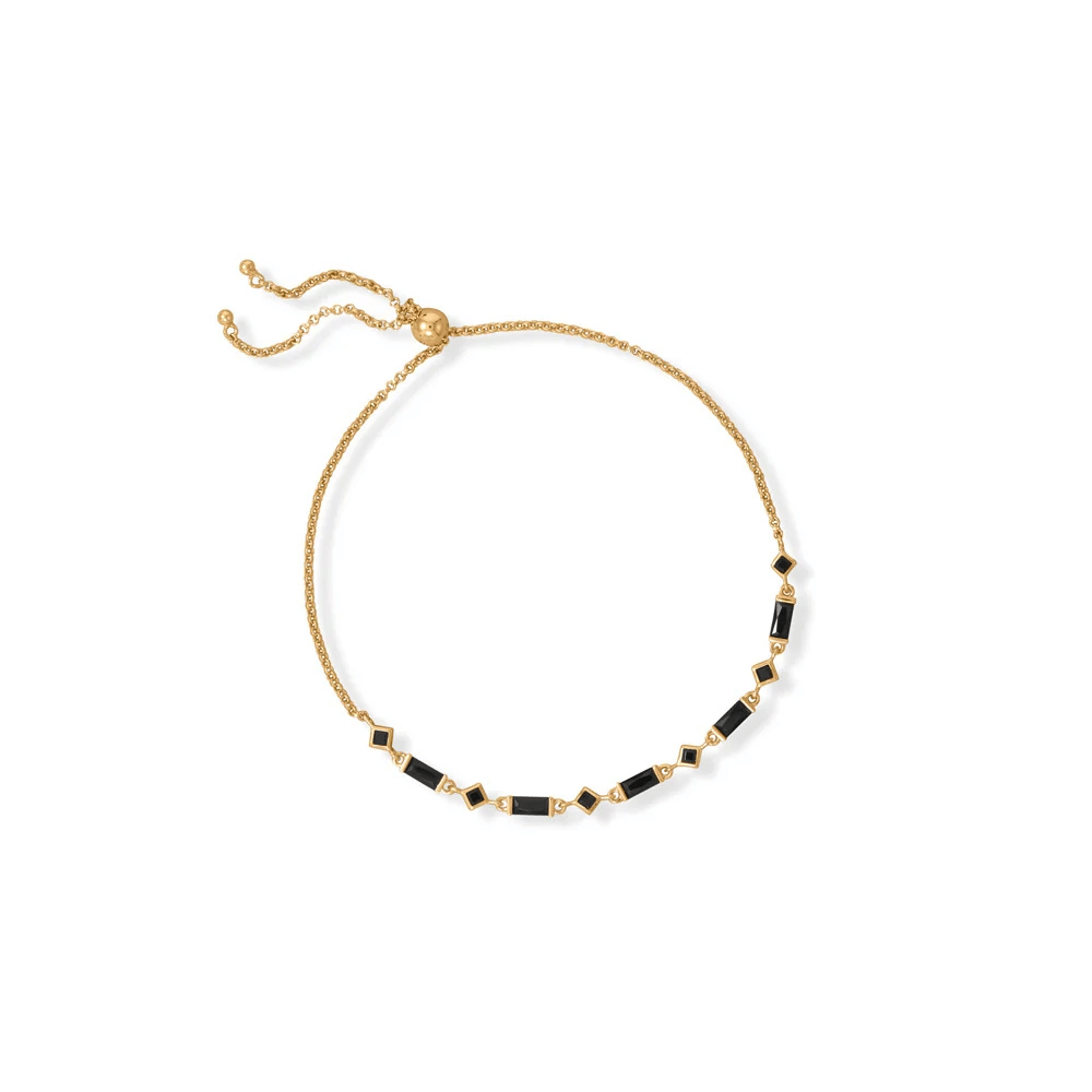 14 Karat Gold Plated CZ Bolo Bracelet