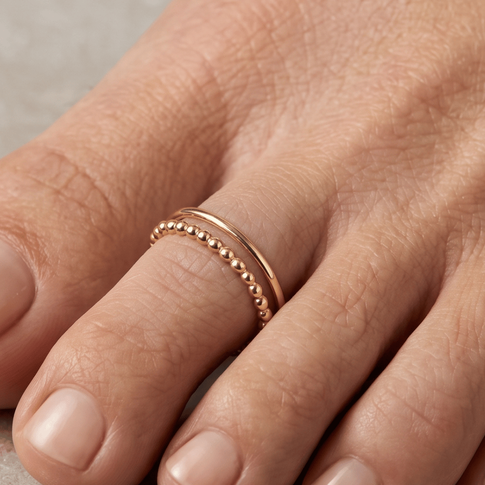 Two Row Bead and Band Toe Ring