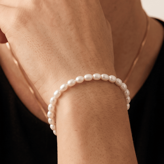 5" + 1" Cultured Freshwater Rice Pearl Bracelet