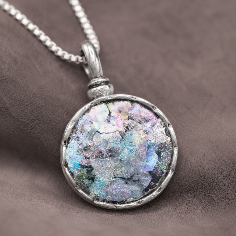 18" Small Round Ancient Glass Necklace