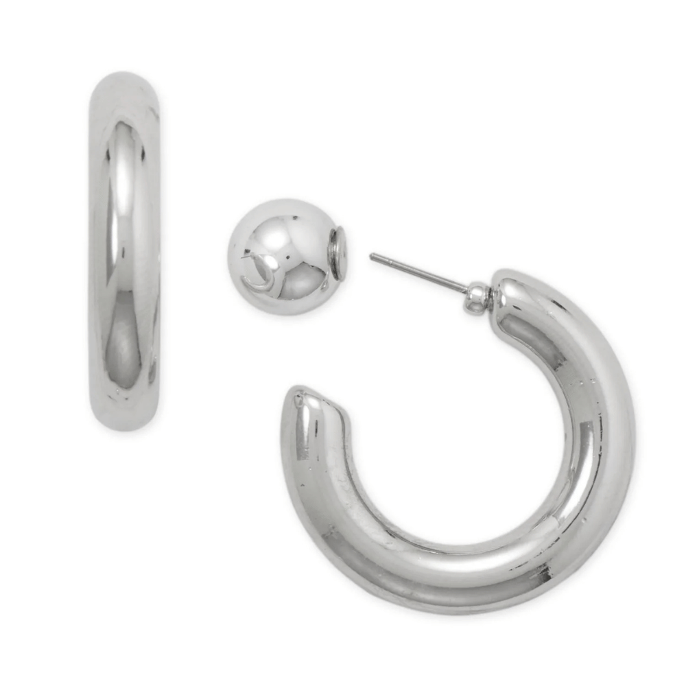 6mm Round Tube Hoop Ball Post Earrings