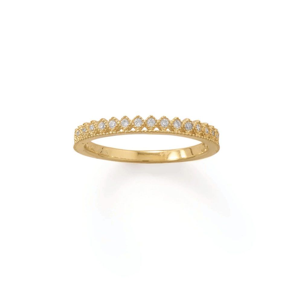 Cubic Zirconia Thin Crown Design Ring