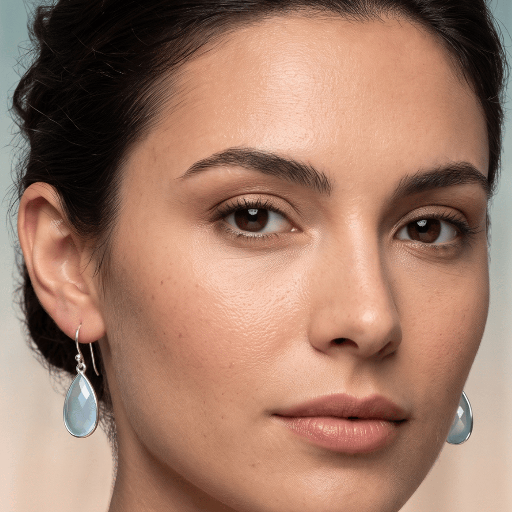 Blue Chalcedony Pear Shape Earrings