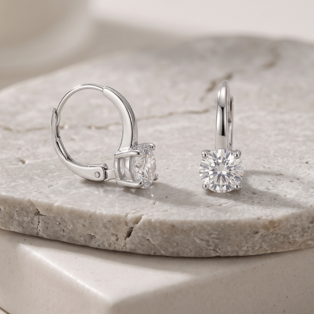 Rhodium Plated Graduated CZ Lever Back Earrings