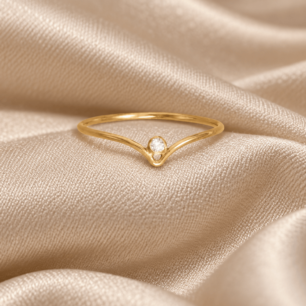 14/20 Gold Filled CZ "V" Design Ring