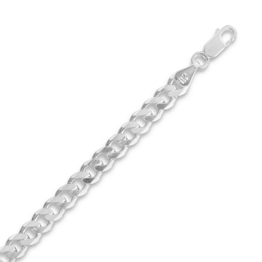 925 Sterling Silver Beveled Curb Chain Bracelet - 5.7mm
