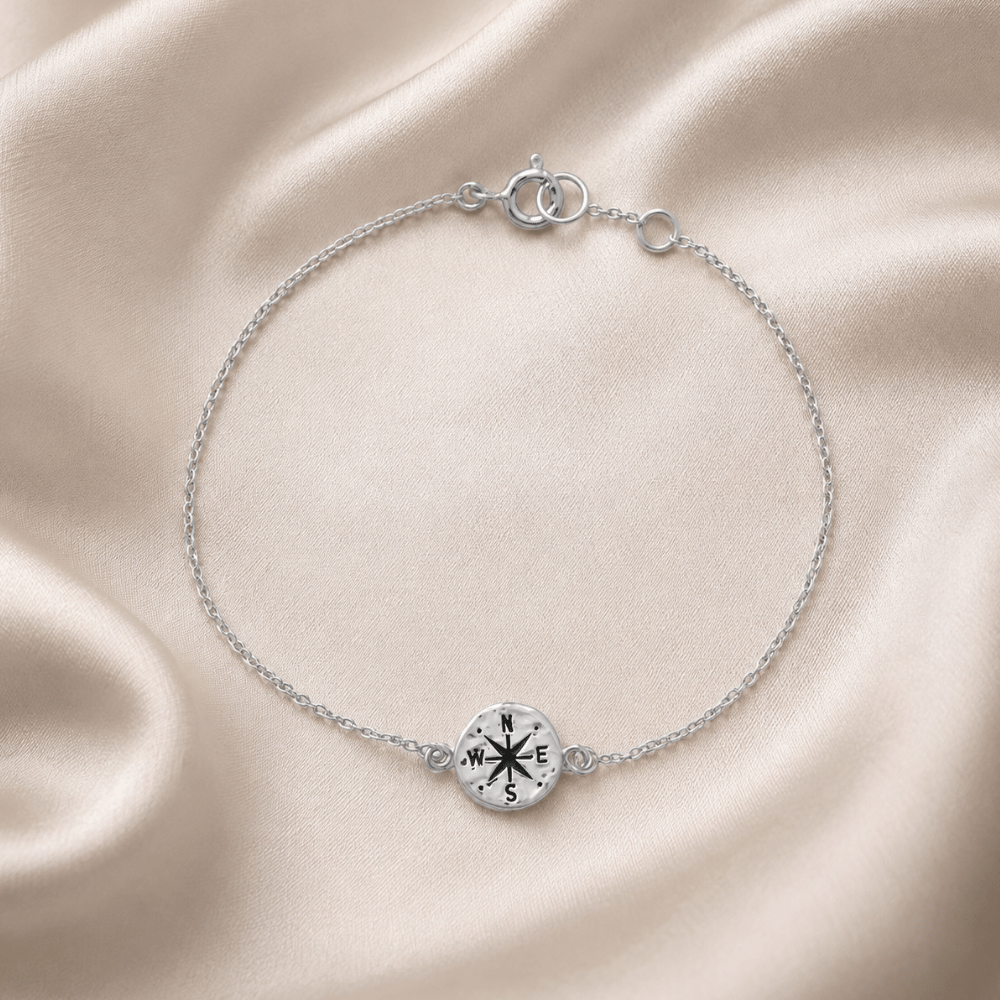 Keep It Moving! 7"+.5" Hammered Compass Bracelet