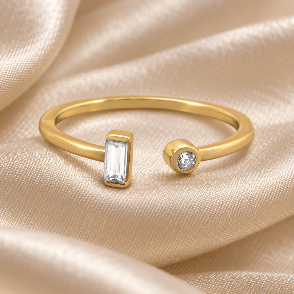 14 Karat Gold Plated Open Design CZ Ring