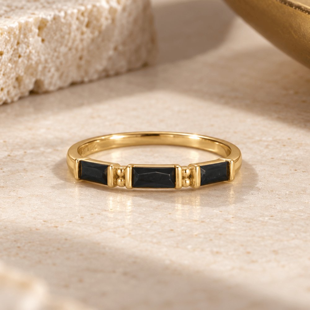14 Karat Gold Plated Baguette CZ Ring