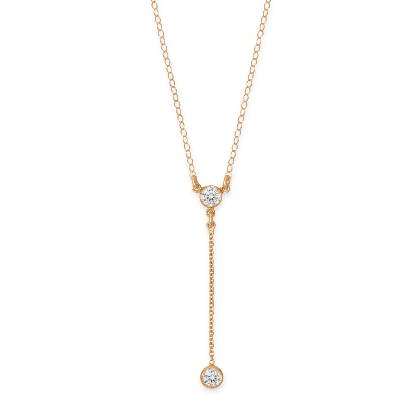 18" + 2" 14/20 Gold Filled 4mm CZ Y Drop Necklace