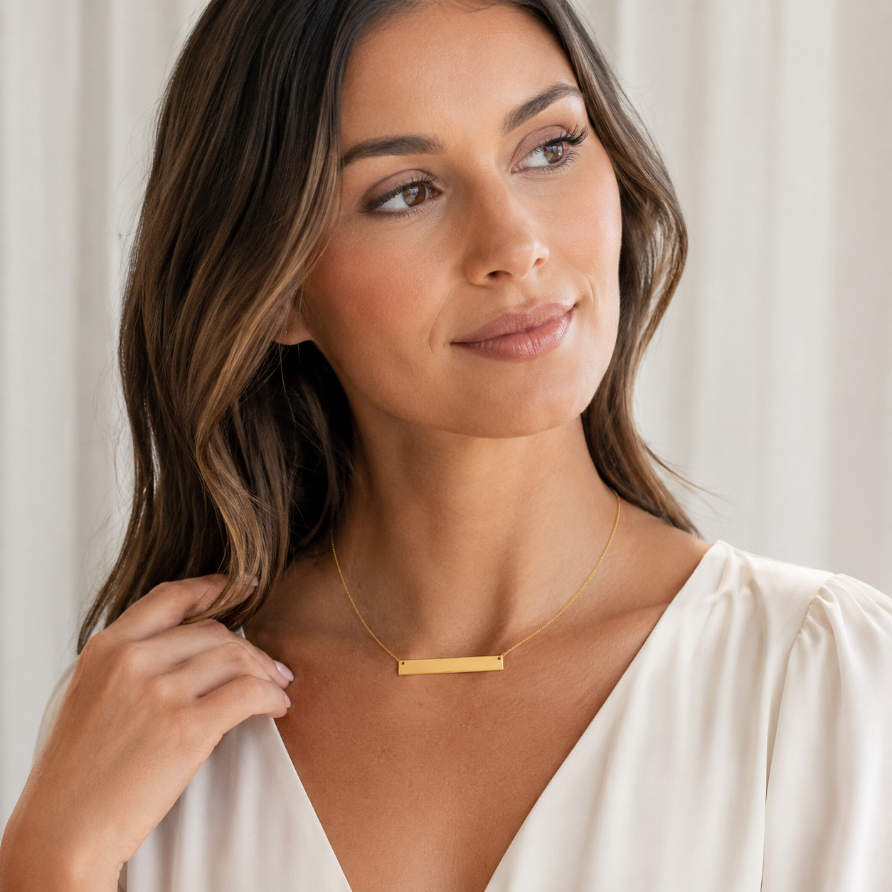 14 Karat Gold Plated Bar Necklace