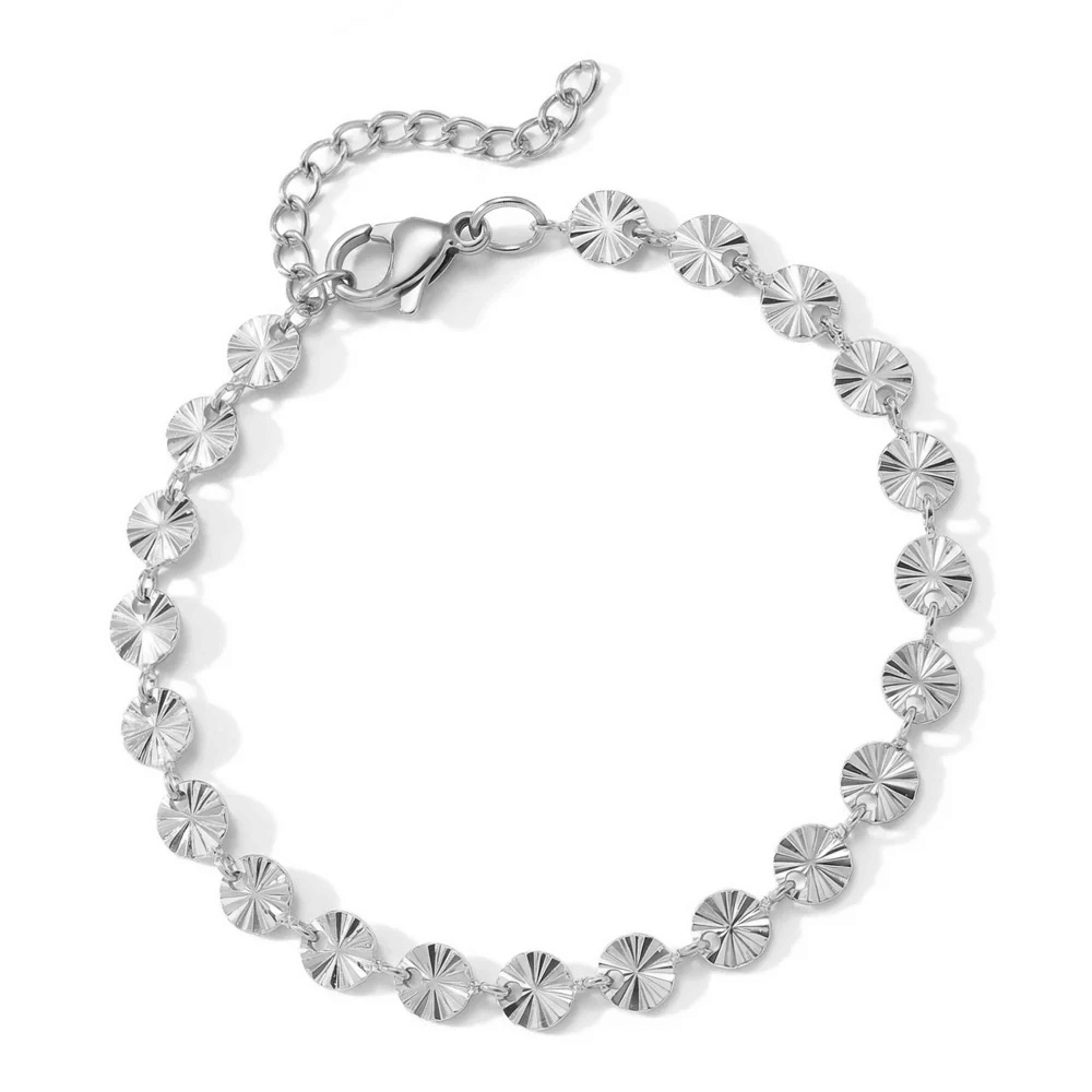 6.5" + 1" Stainless Steel 5mm Sunburst Bracelet
