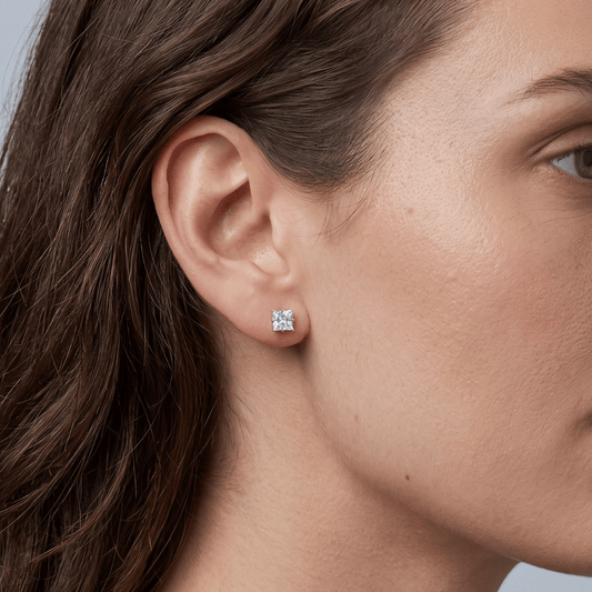 CZ Square Stud Earrings