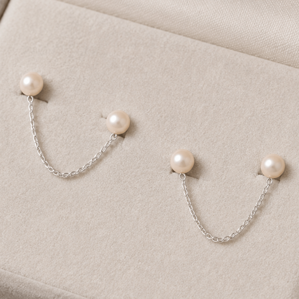 Pearl Double Post Earrings