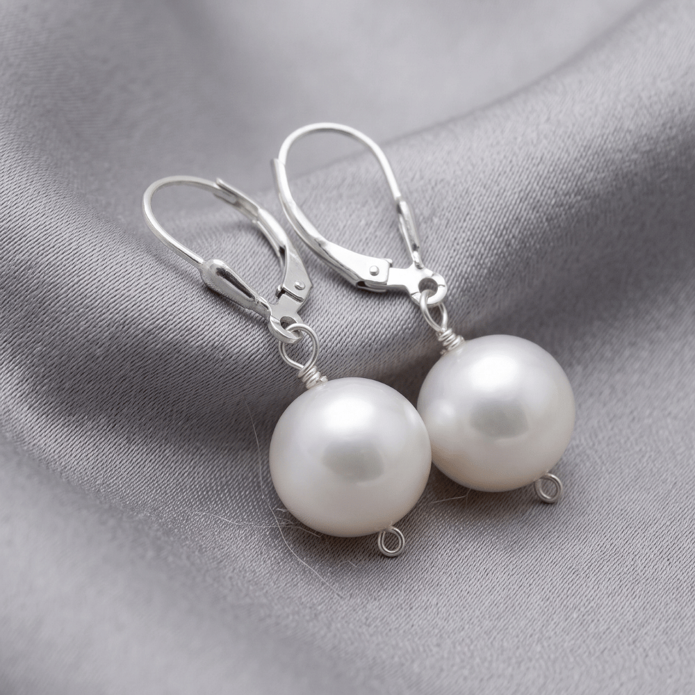 White Cultured Freshwater Pearl Lever Back Earrings