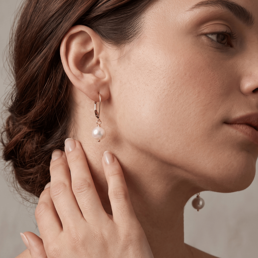 Gold-Filled Cultured Freshwater Pearl Lever Earrings